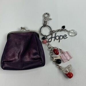 Miche Karie Coin Purse and Keychain Purple Kiss lock Charm Key clip New NWOT